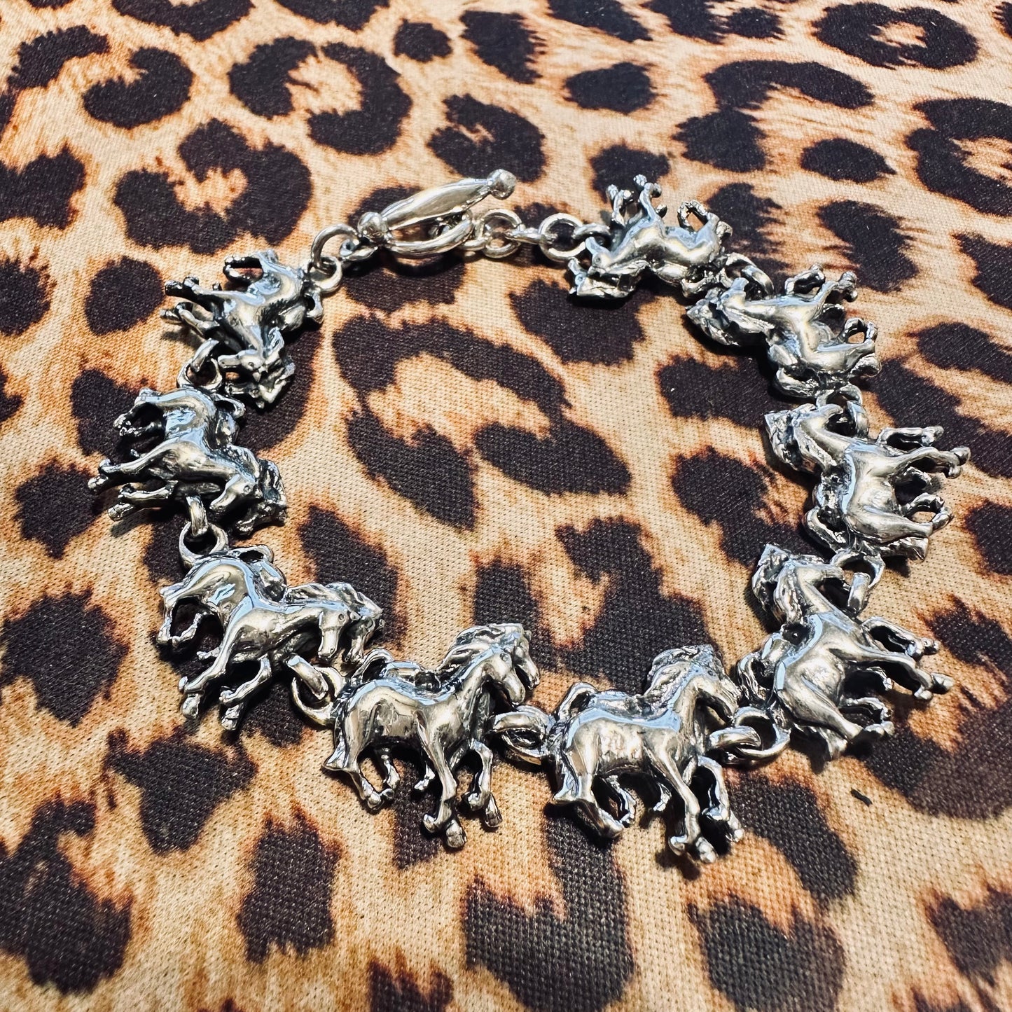 Sterling All Around Double Horse Bracelet
