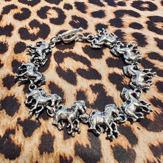 Sterling All Around Double Horse Bracelet
