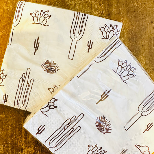 Brown Cactus Cocktail Napkins