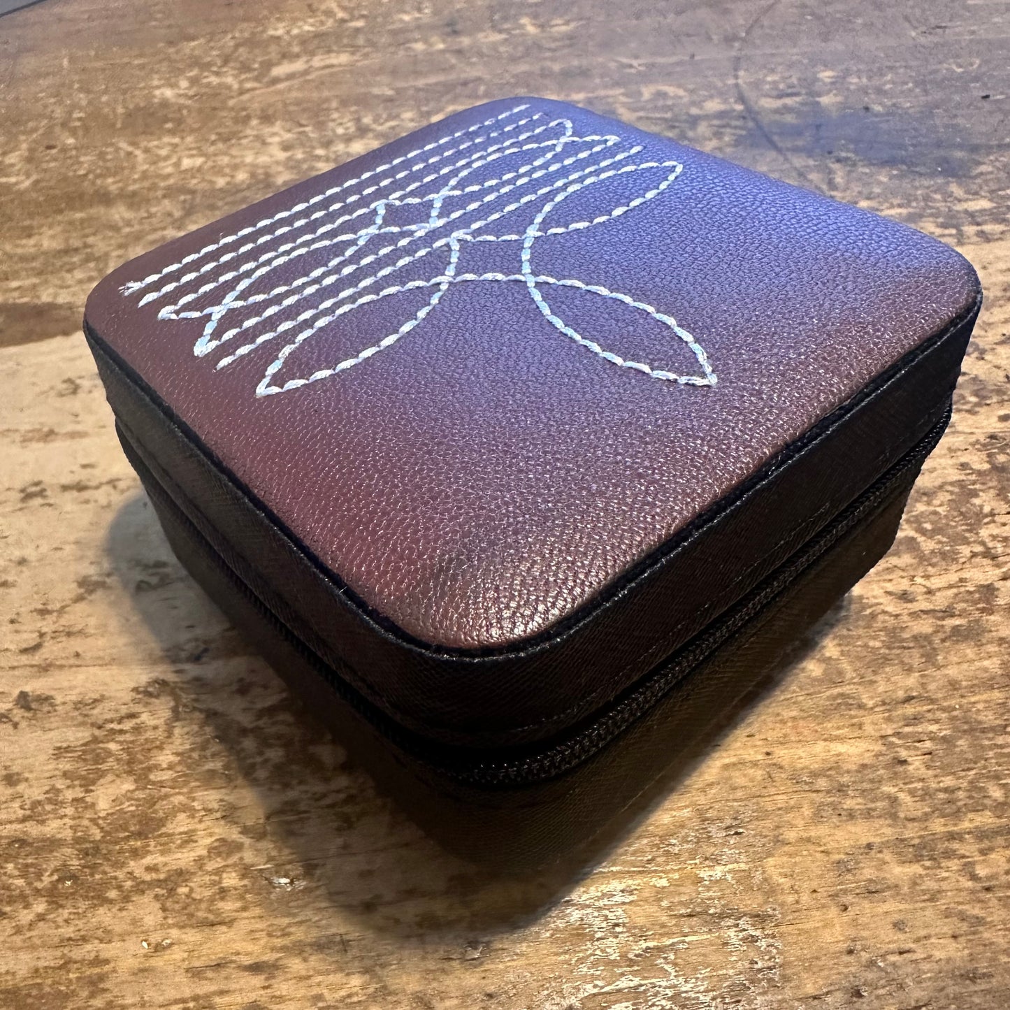Brown Boot Stitch Jewelry Box