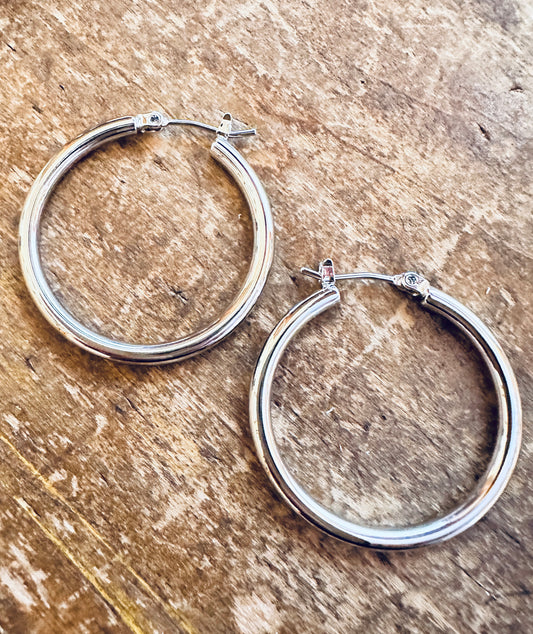 White Gold Dipped Hoop Earrings