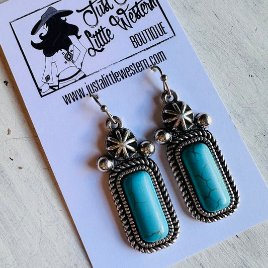 Turquoise Rope Framed Dangle Earring