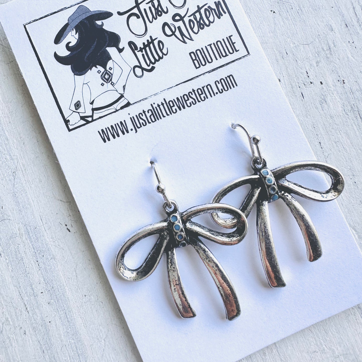 Bow & Turquoise Dangle Earrings
