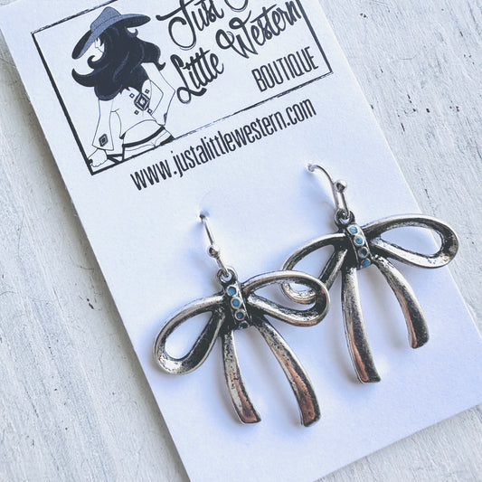 Bow & Turquoise Dangle Earrings