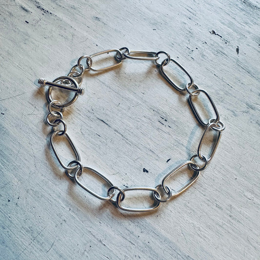 Sterling Paperclip Linked Bracelet