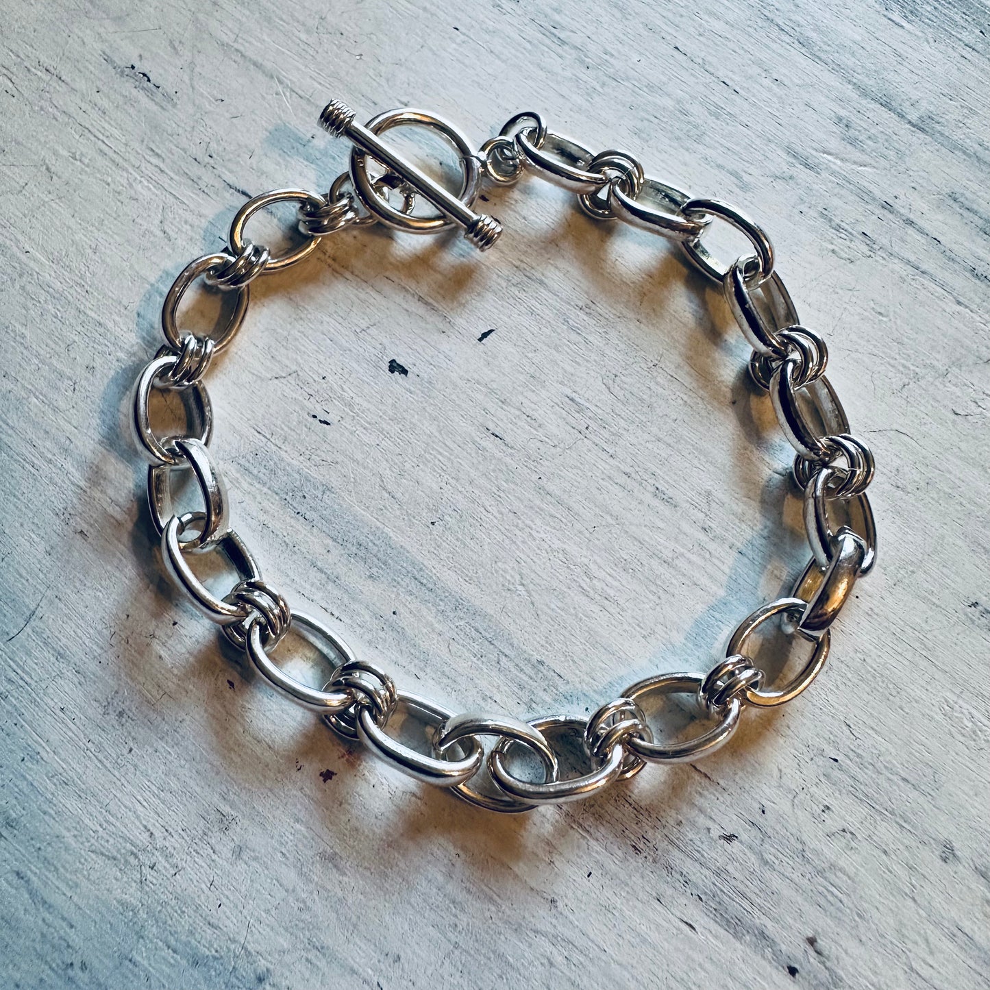 Sterling Circle & Chain Linked Bracelet