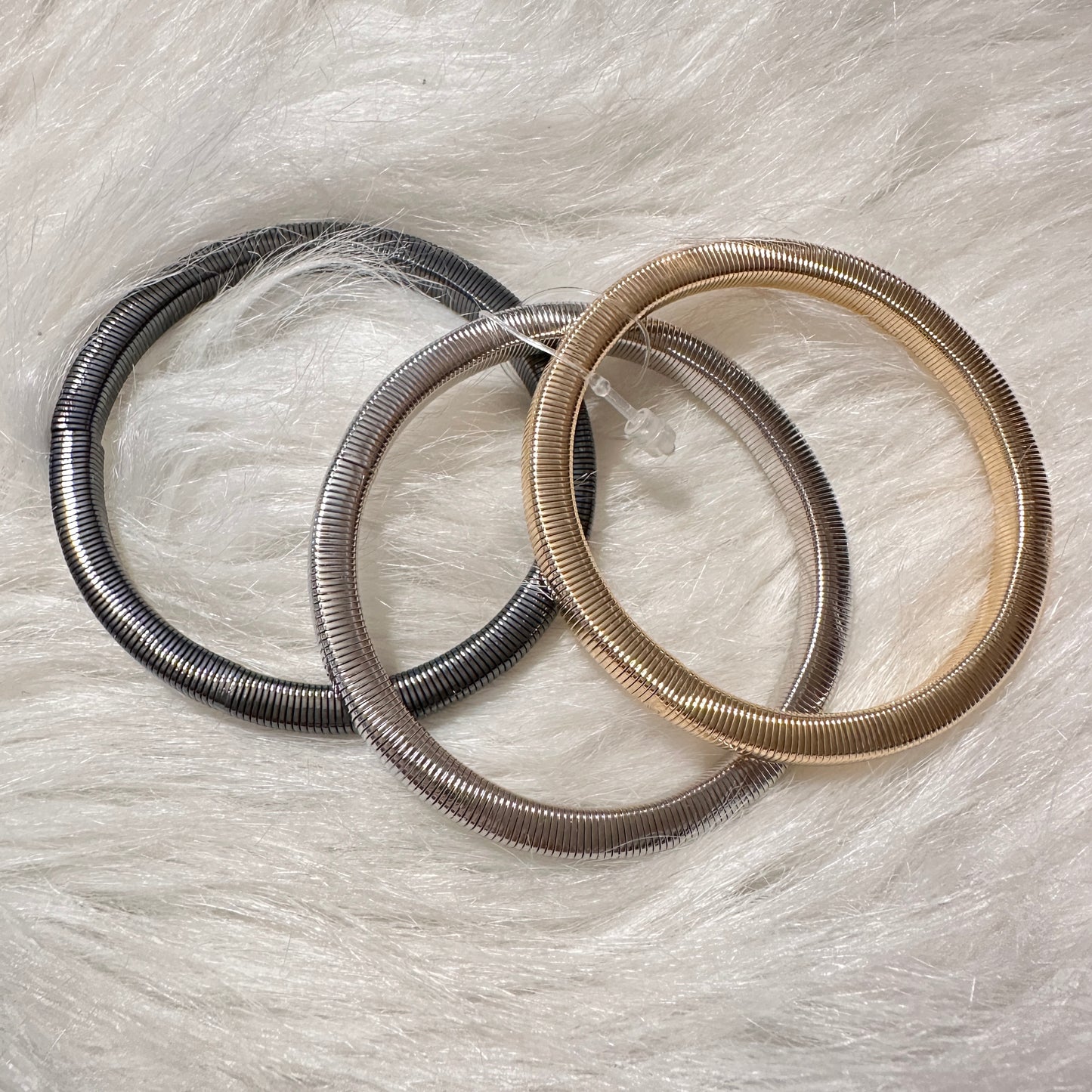 Multi Metallic Slinky Bracelets- Set of 3