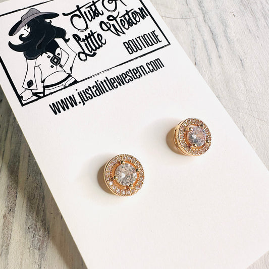 Halo Rhinestone Stud Earring