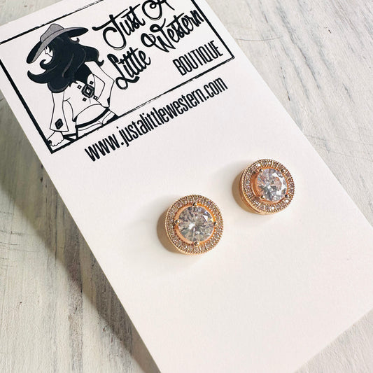 Large Halo Rhinestone Stud Earring