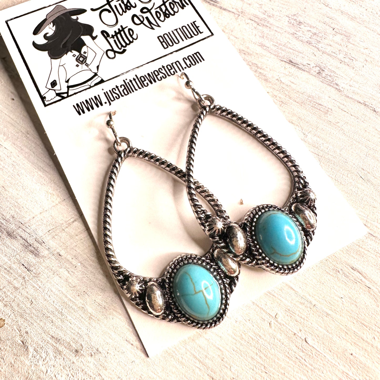 Rope Teardrop & Turquoise Dangle Earring