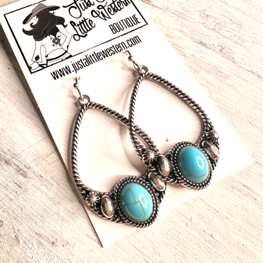 Rope Teardrop & Turquoise Dangle Earring