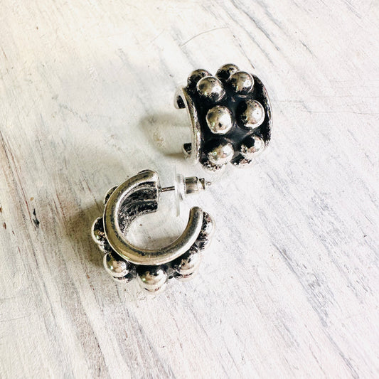 2 Row Bubble Bead Hoop Post Earring