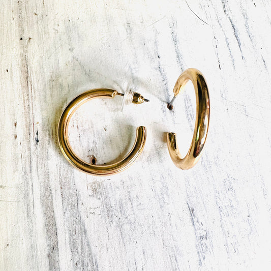 Simple Gold Hoop Post Earring