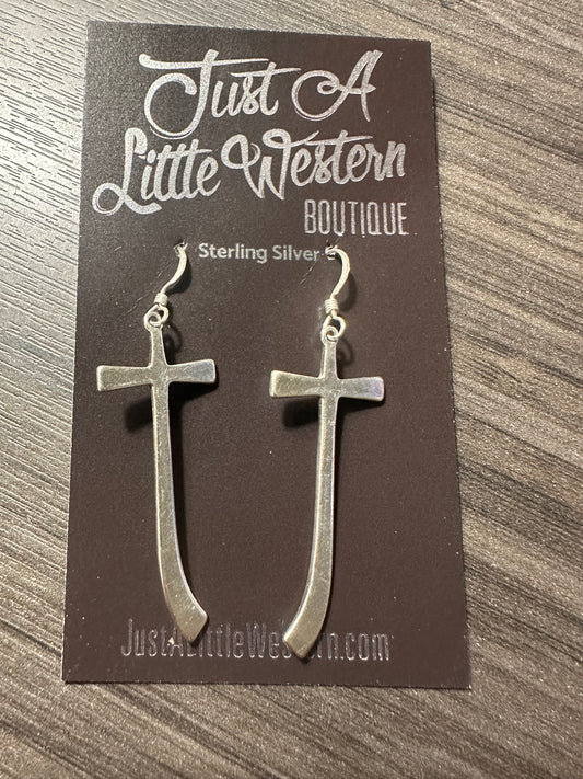 Sterling Silver Cross Earring