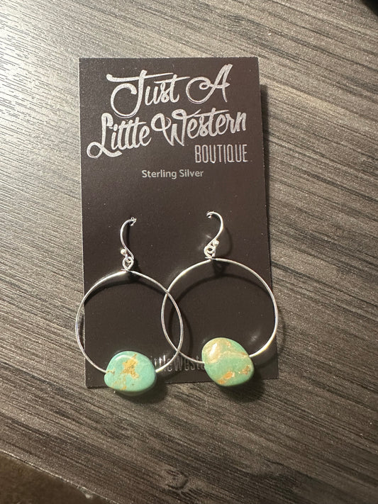 Sterling Silver Turquoise Stone Hoop