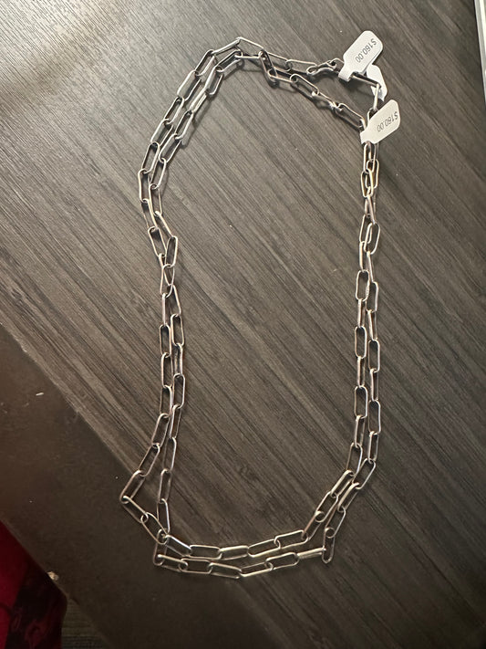 24" Oxidized Sterling Chain Necklace