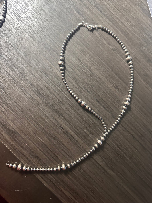 Sterling Silver 18" Lariat  Bead Necklace