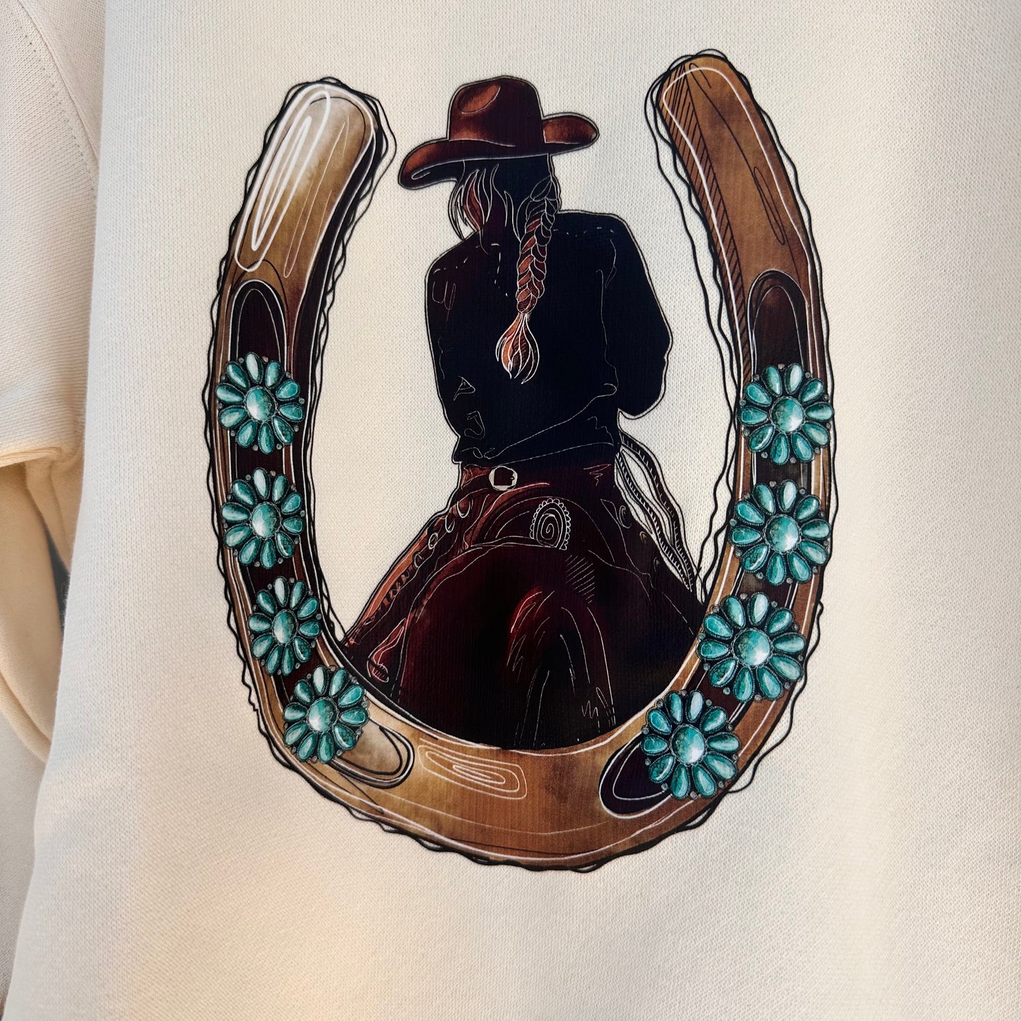 Girls Horseshoe & Cowgirl Sweatshirt