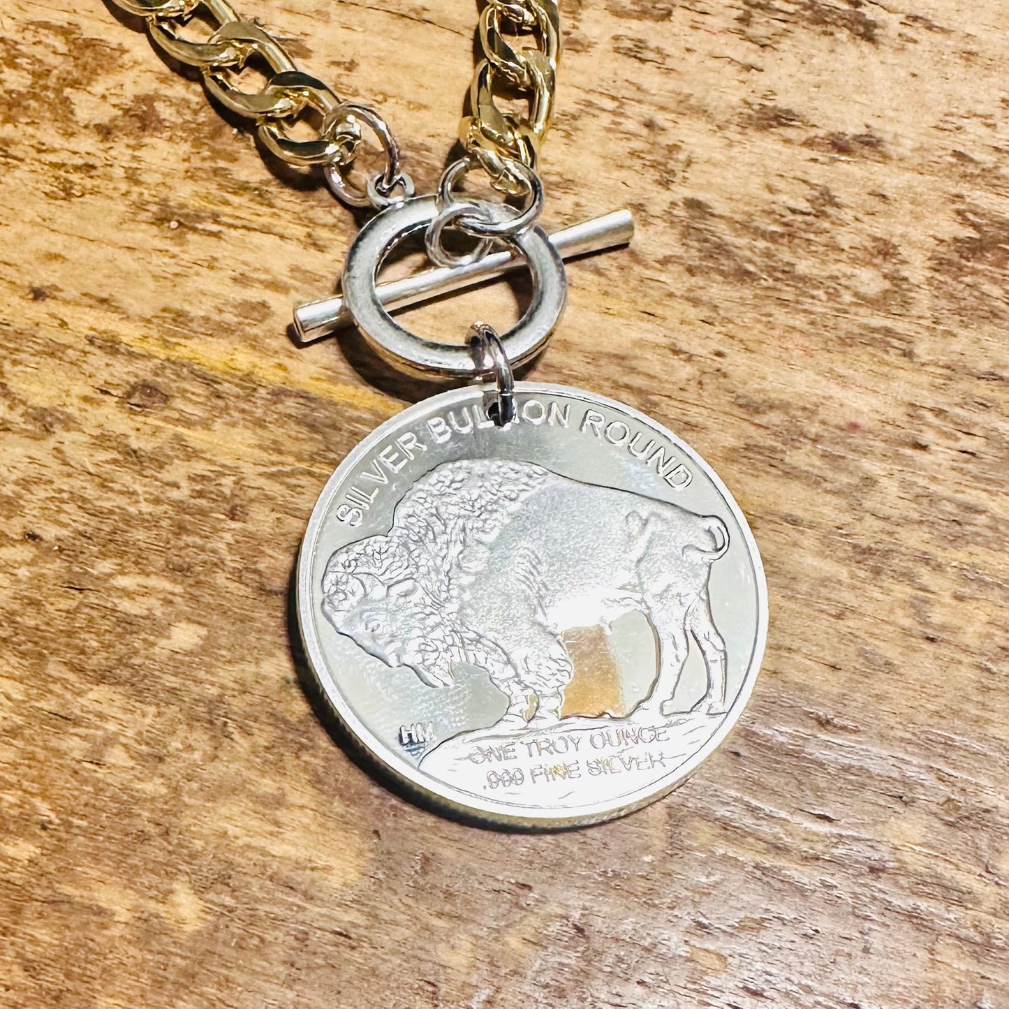 Gold Chunky Chain with Buffalo & Indian Coin