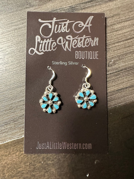 Sterling & Turquoise Flower Earring