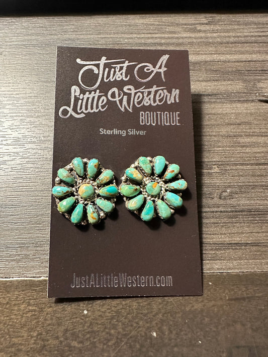 Sterling & Turquoise Flower Post Earring