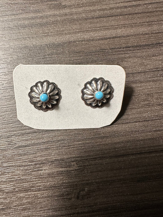 Sterling Concho Turquoise Stud Earring