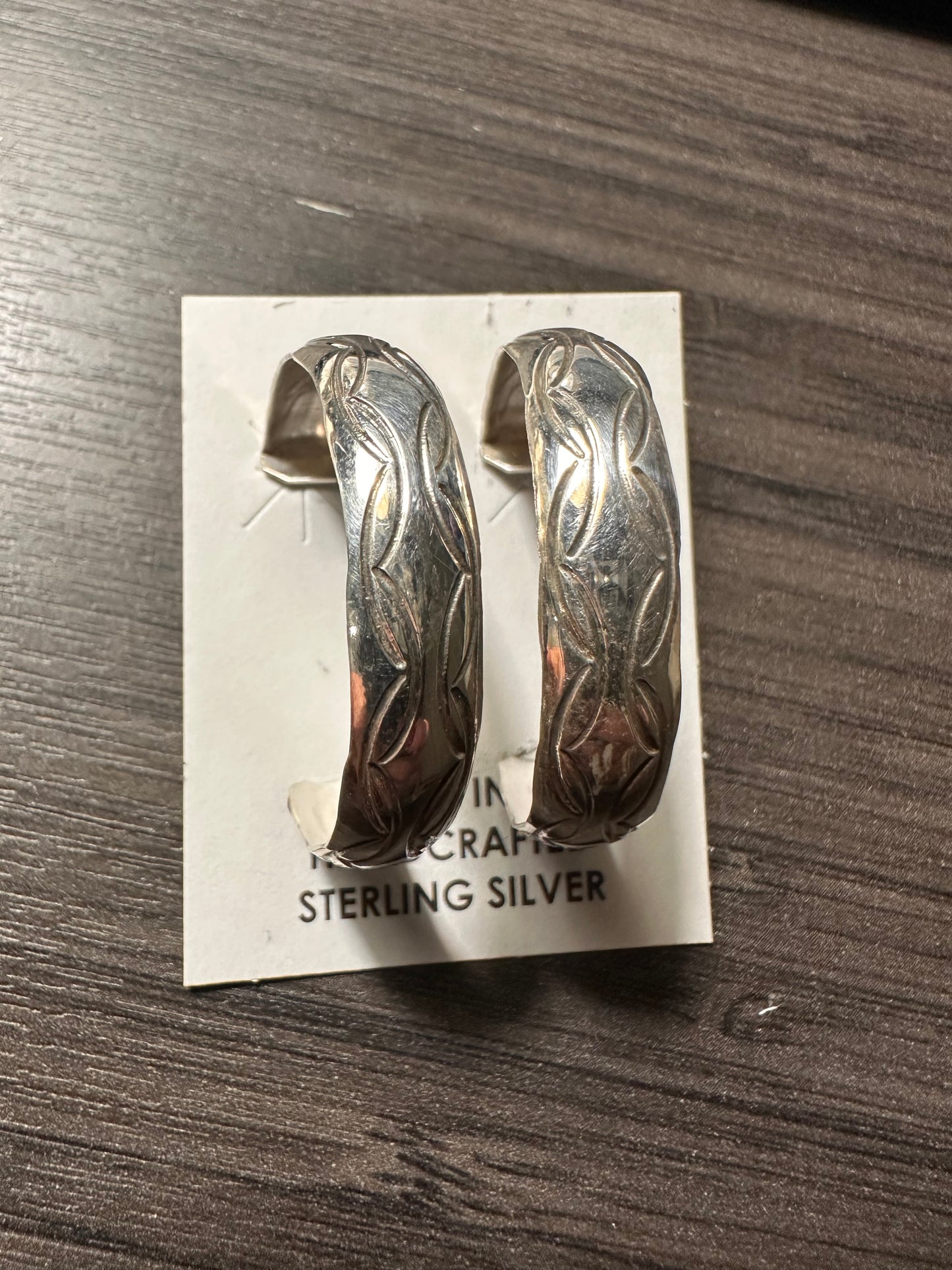 Sterling Indian Stamped Hoop Earring