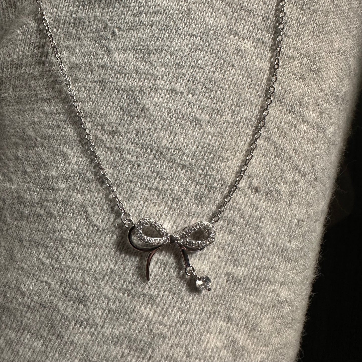 Sterling Silver Bow Necklace
