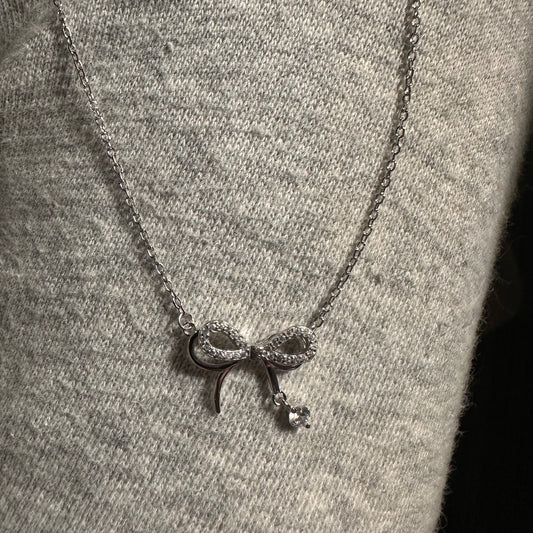 Sterling Silver Bow Necklace