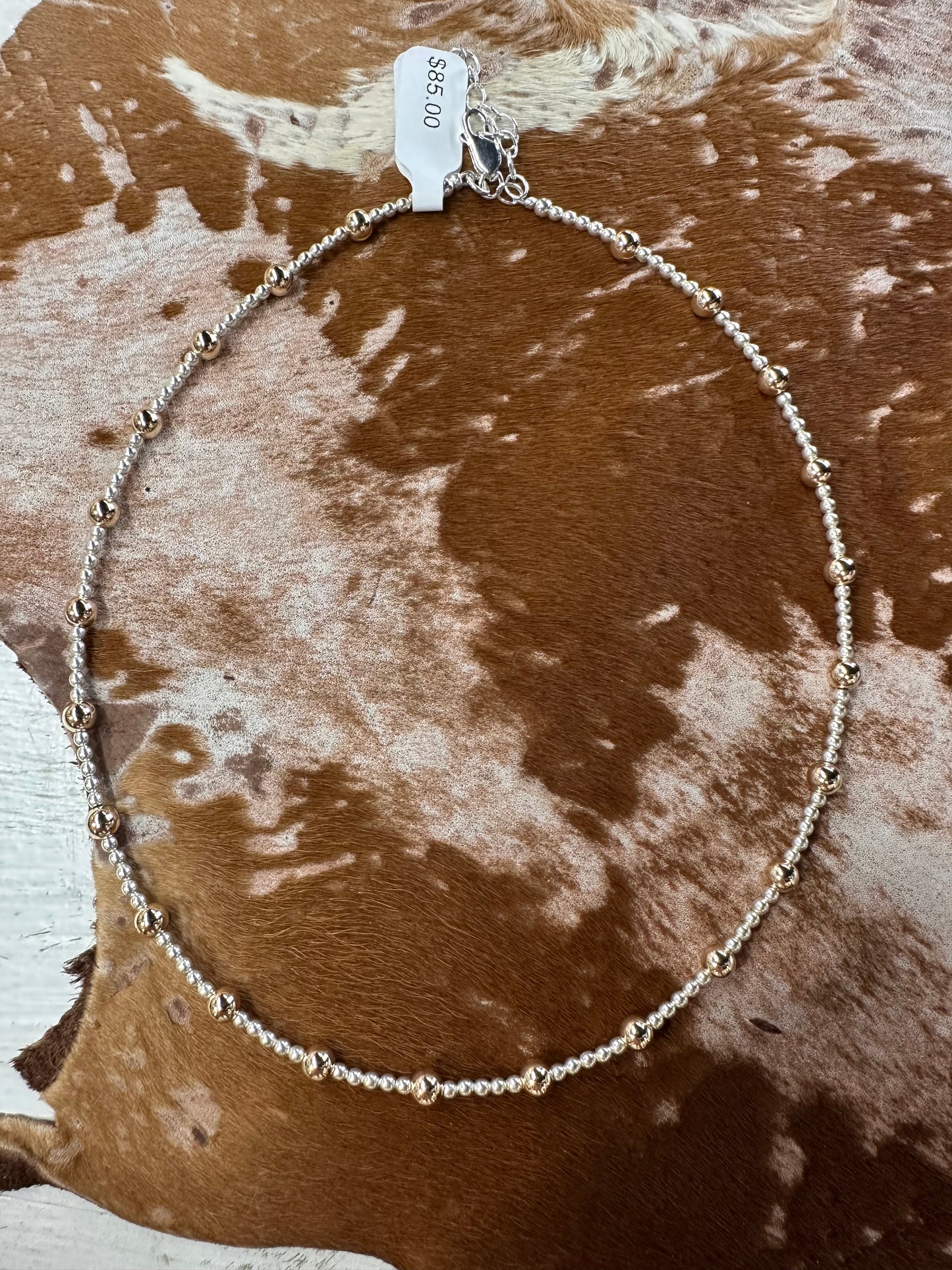 Sterling Silver and 14K Gold Bead Necklaces
