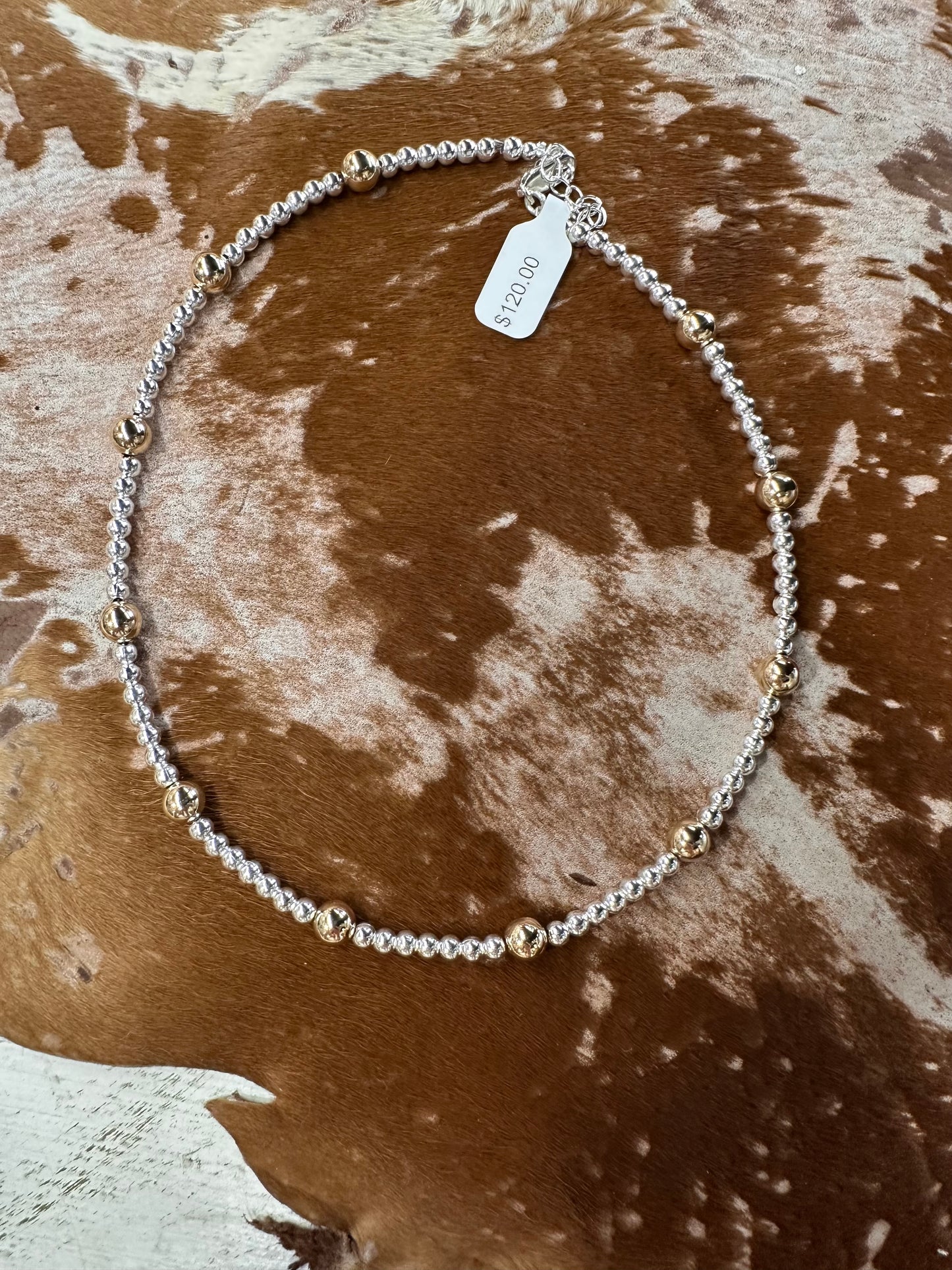 Sterling Silver and 14K Gold Bead Necklaces