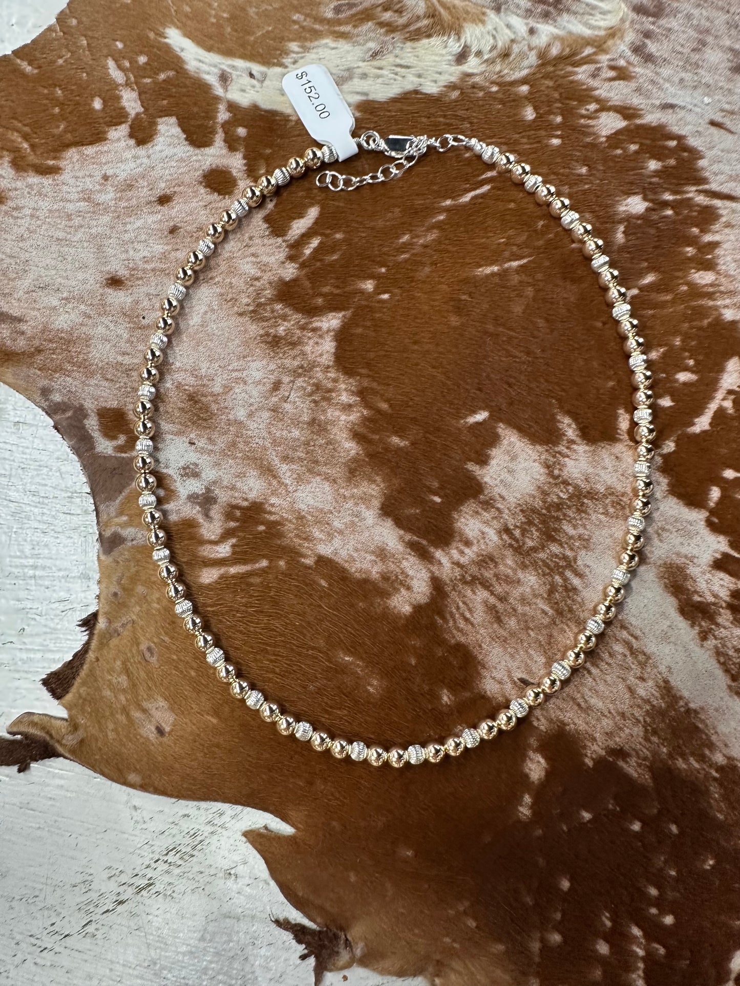Sterling Silver and 14K Gold Bead Necklaces