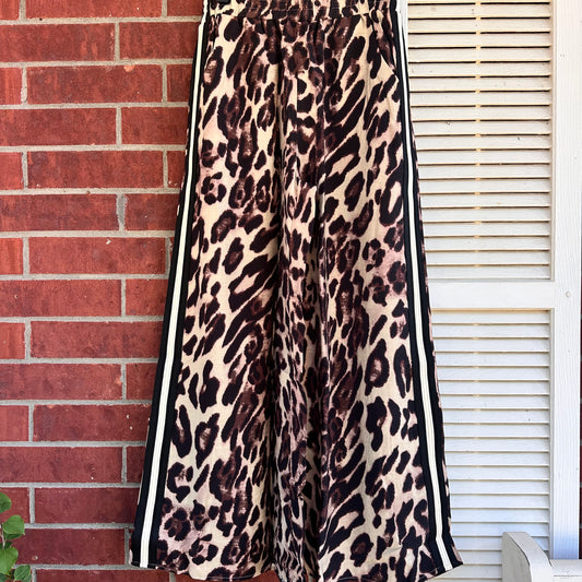 Mocha Leopard Wide Leg Pant