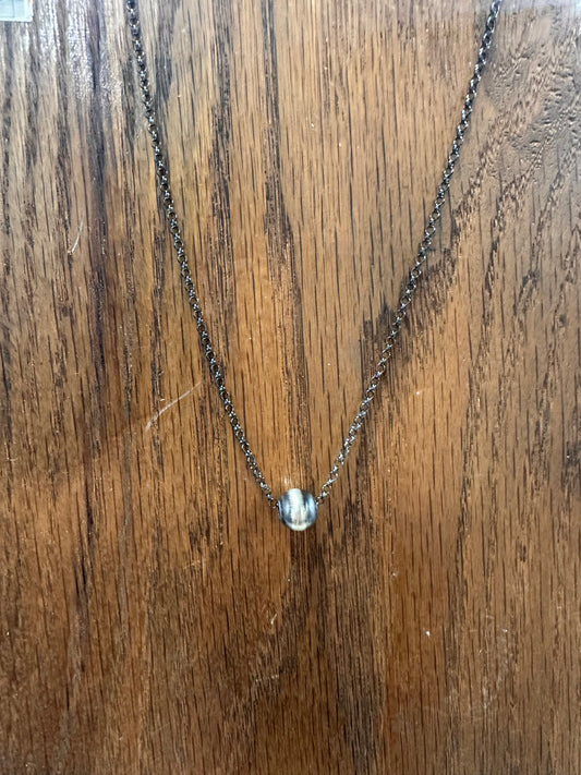 Sterling Silver 10mm Single Pearl Bead Necklace