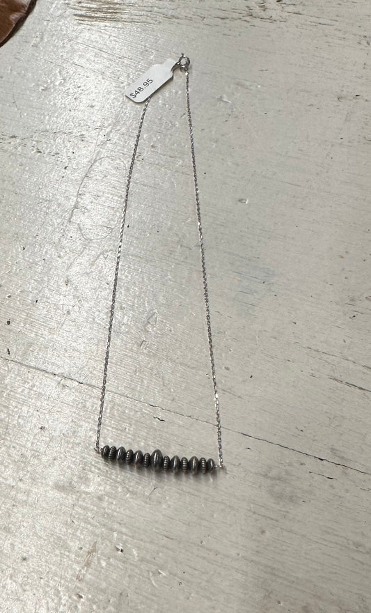 Sterling Silver Saucer Bead Bar Necklace