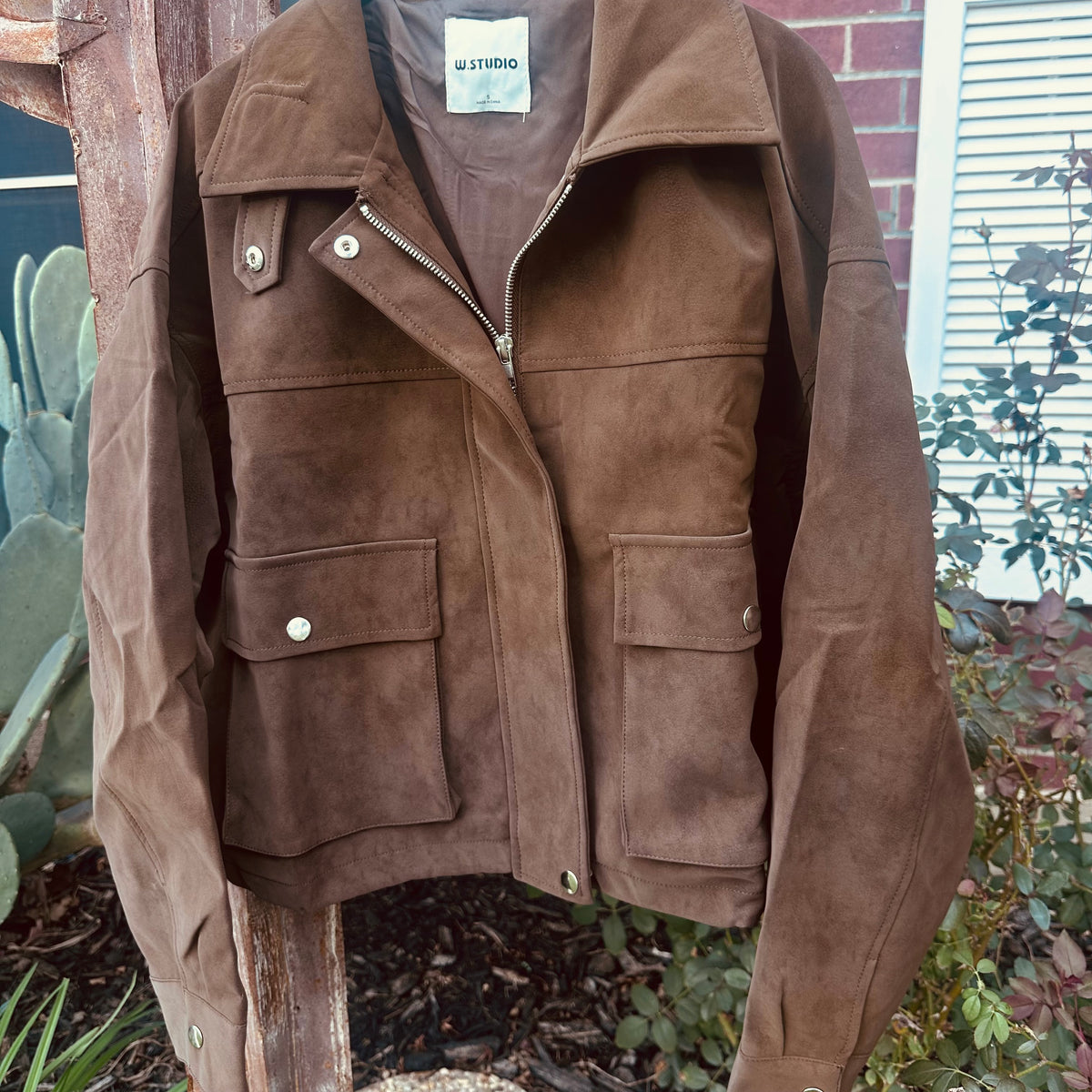 Brown Suede Zip Jacket