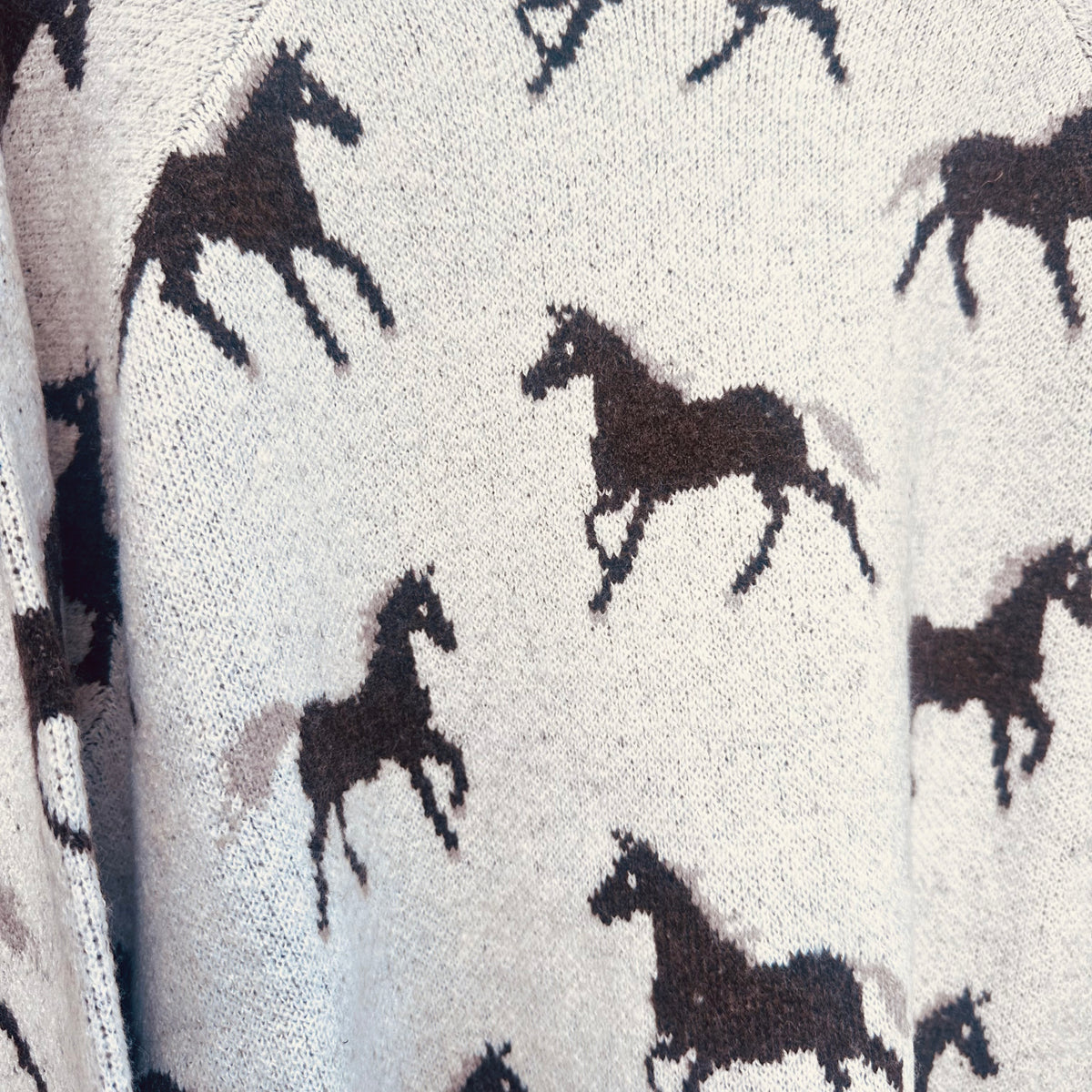 Horse Jacquard Long Sleeve Sweater