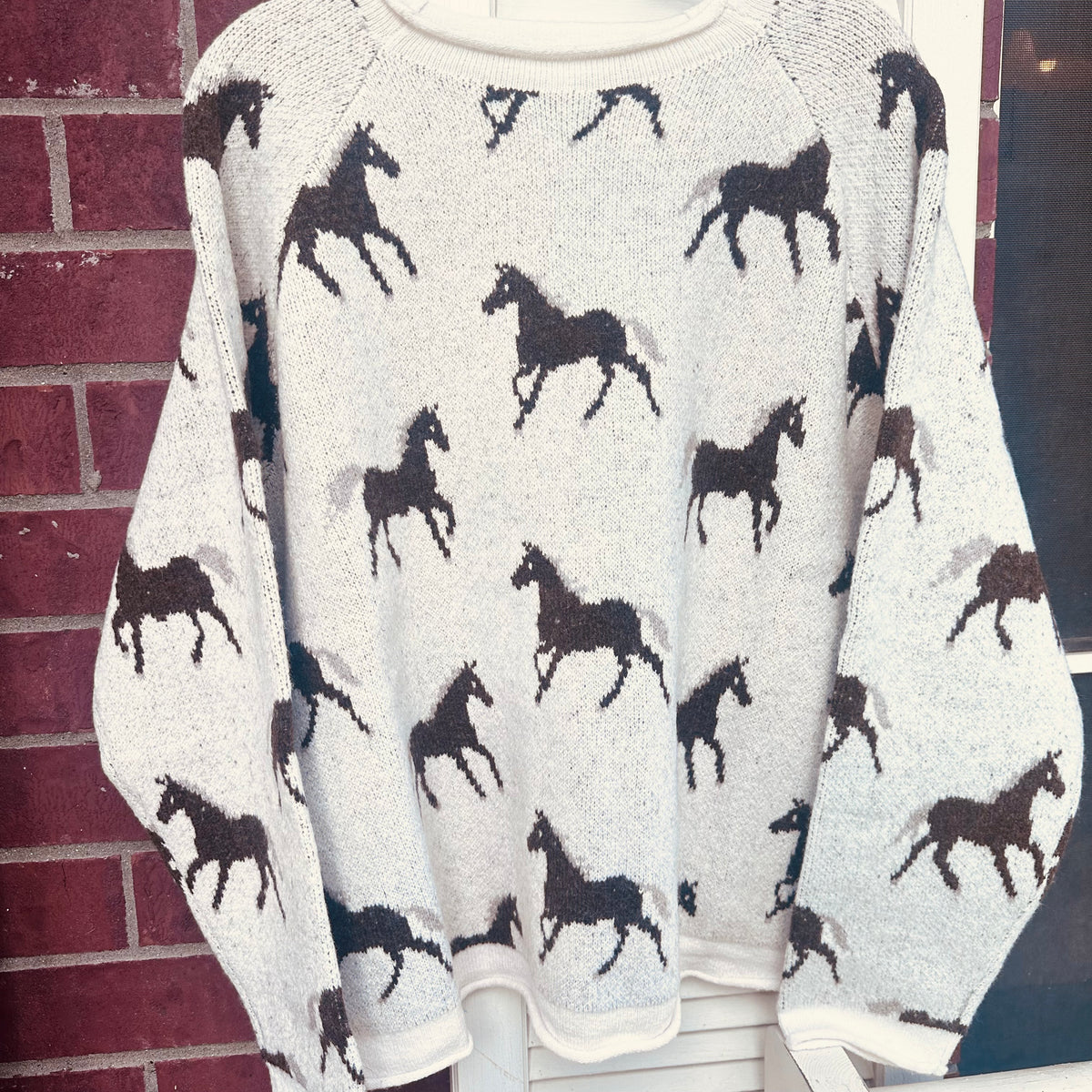Horse Jacquard Long Sleeve Sweater