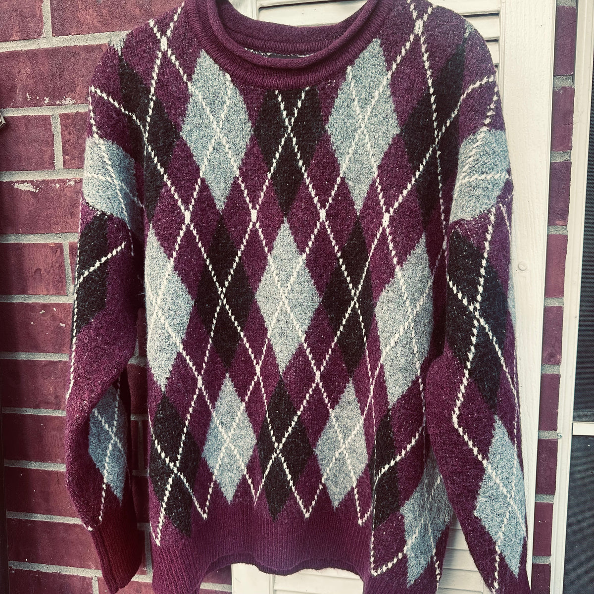 Oxblood Multi Argyle Ribbed Pullover