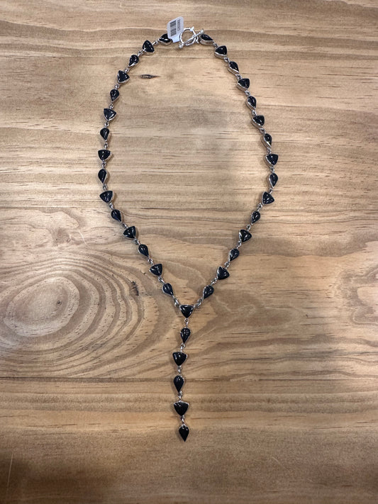 Sterling & Onyx Lariat Style Necklace