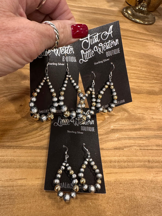 Sterling & 14K Gradual Bead Hoops