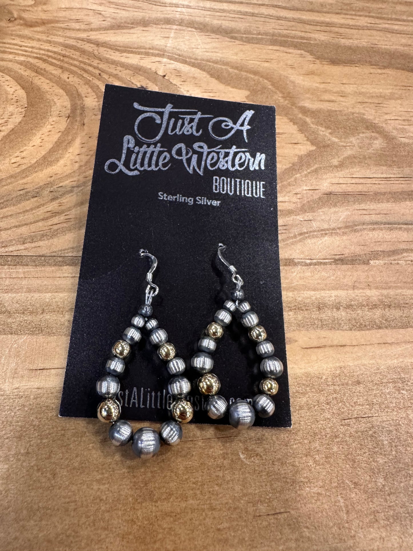 Sterling & 14K Gradual Bead Hoops