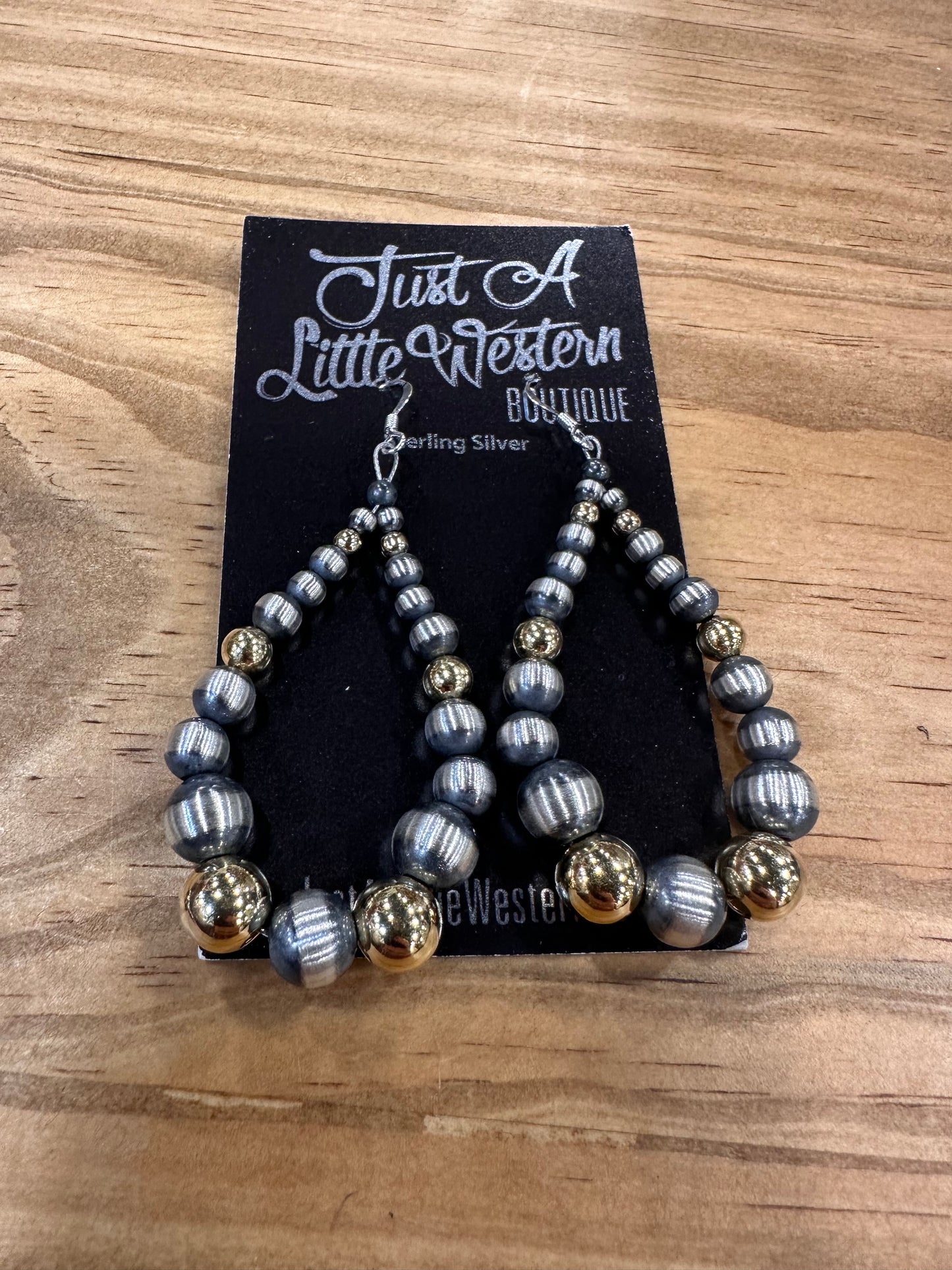 Sterling & 14K Gradual Bead Hoops