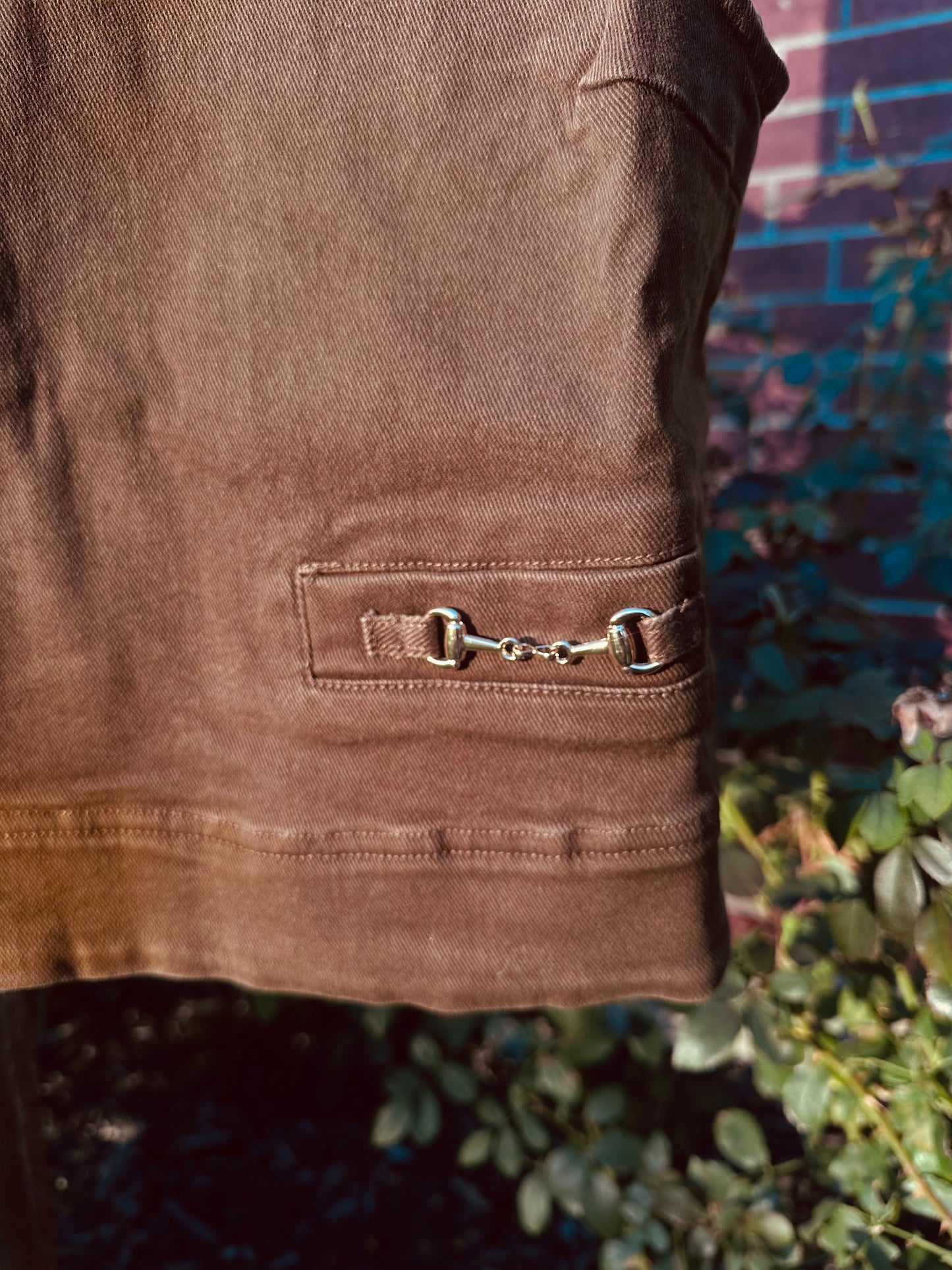 Brown Horse Bit Sleeveless Denim Top