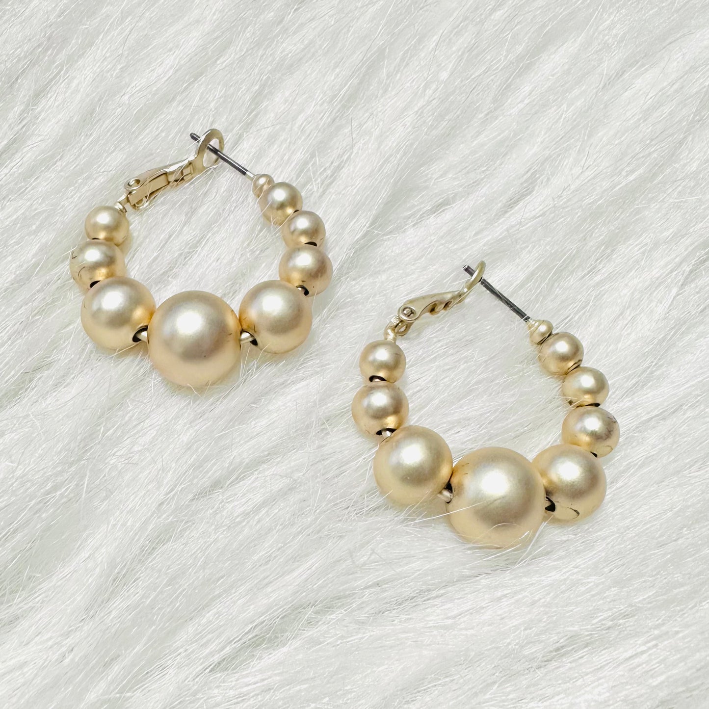 Matte Gold Beaded Hoop Earring