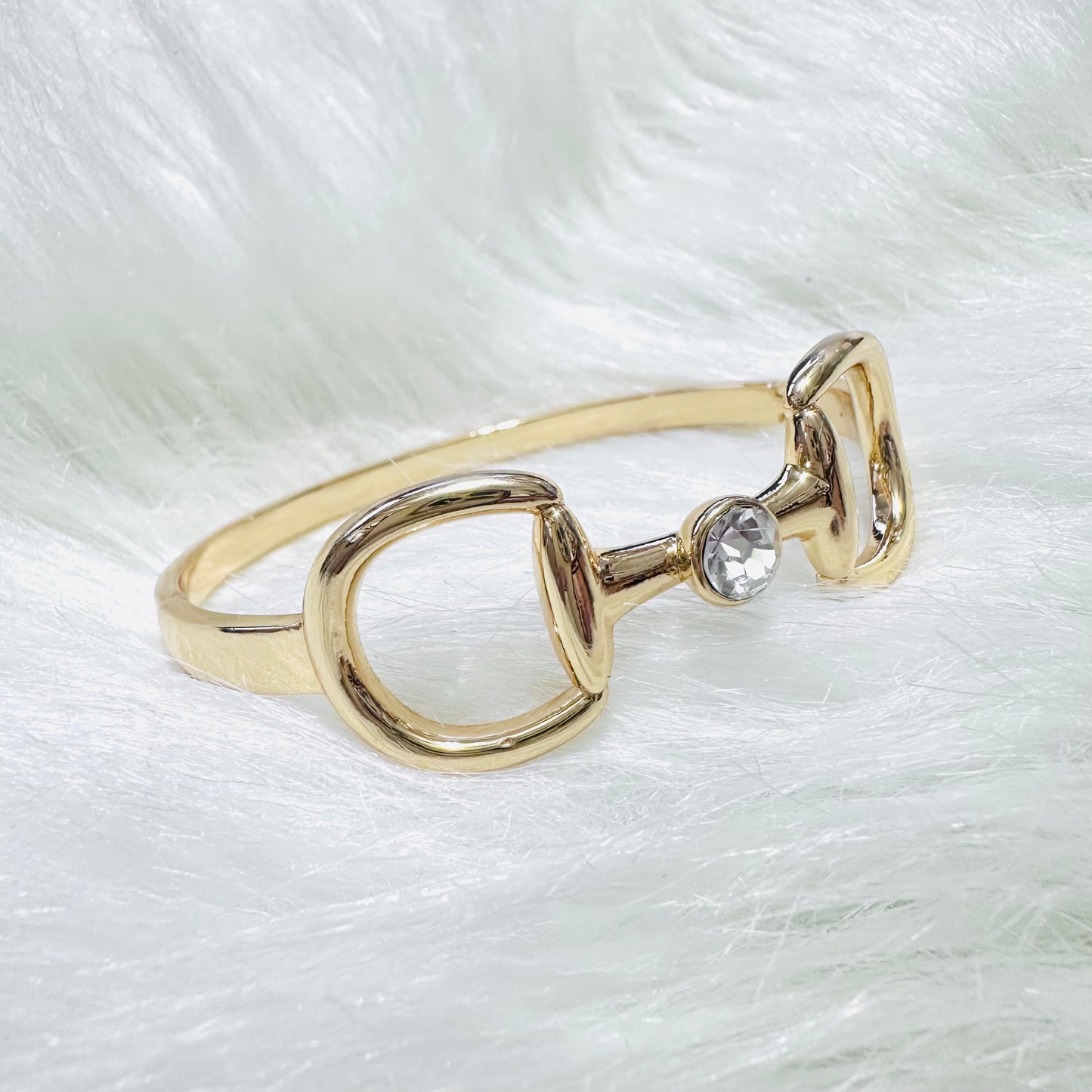 Gold Bit & Rhinestone Hinge Bracelet