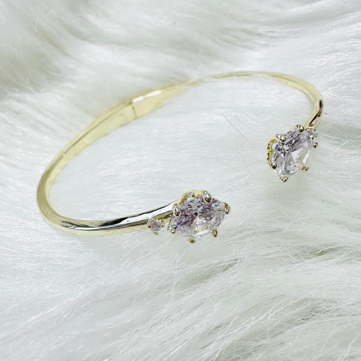 Gold & CZ Rhinestone Ends Hinge Bracelet