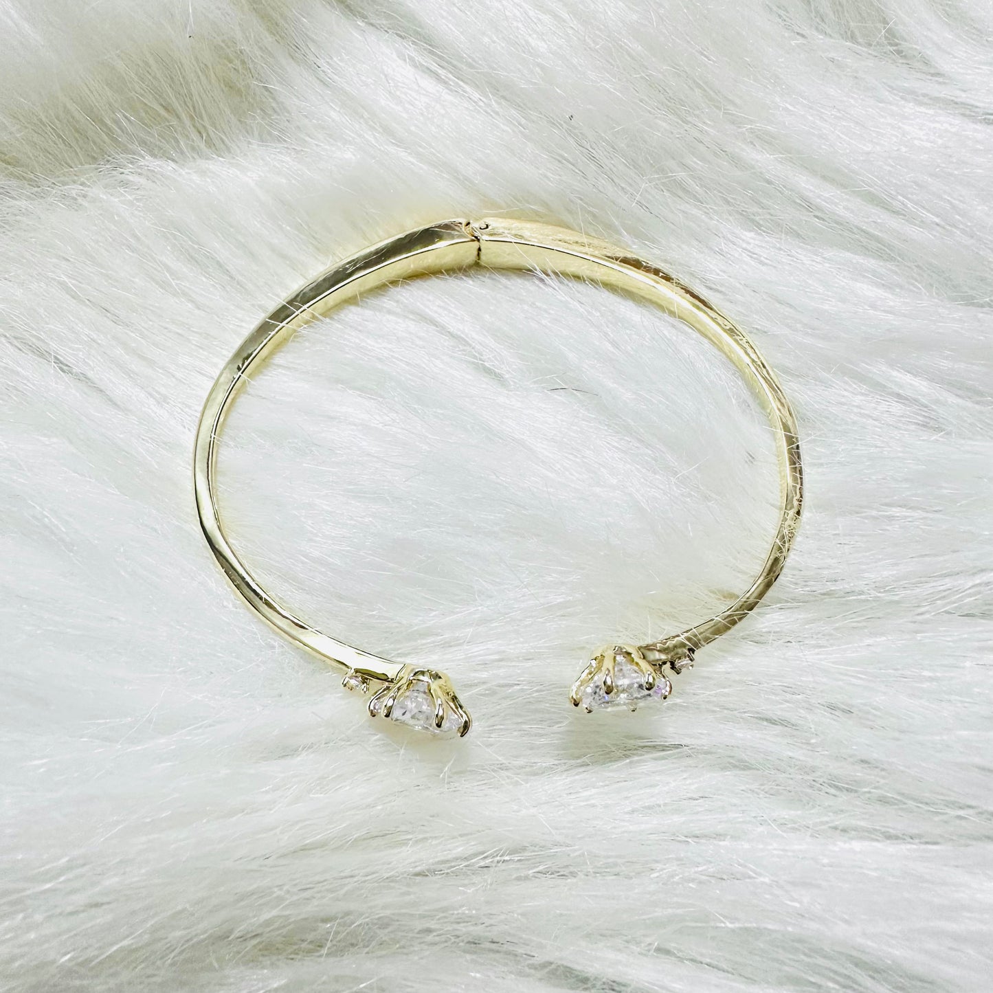 Gold & CZ Rhinestone Ends Hinge Bracelet