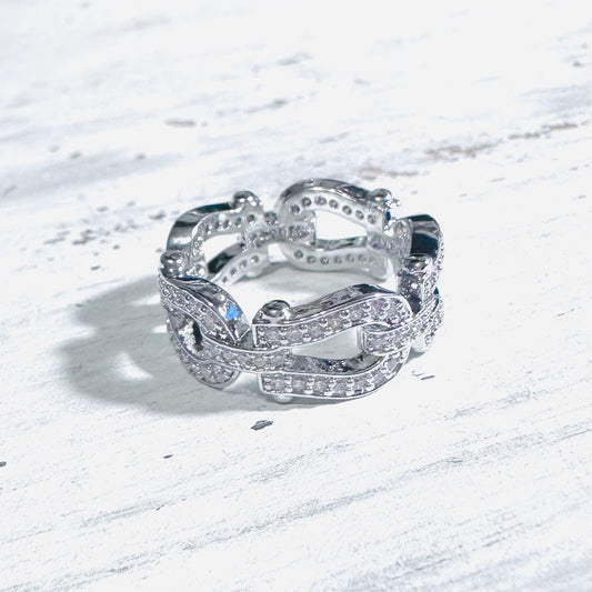 Silver CZ Infinity Stirrup Ring