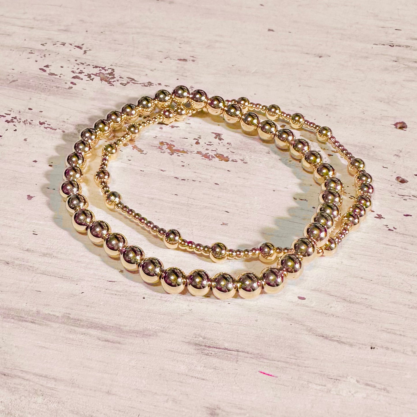 Gold Dipped Beaded Stretch Bracelet Set